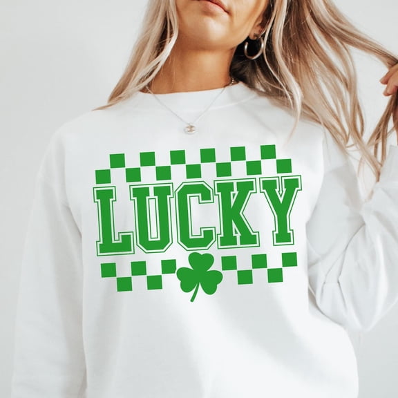 Kiraa Tee With Lucky St. Patrick'S Day Sweatshirt, Retro St. Patrick'S Day Shirt, Lucky Sweatshirt, Shamrock Shirt, Trendy St. Patrick'S Day Sweatshirt Birthday Gifts; For Men & Women