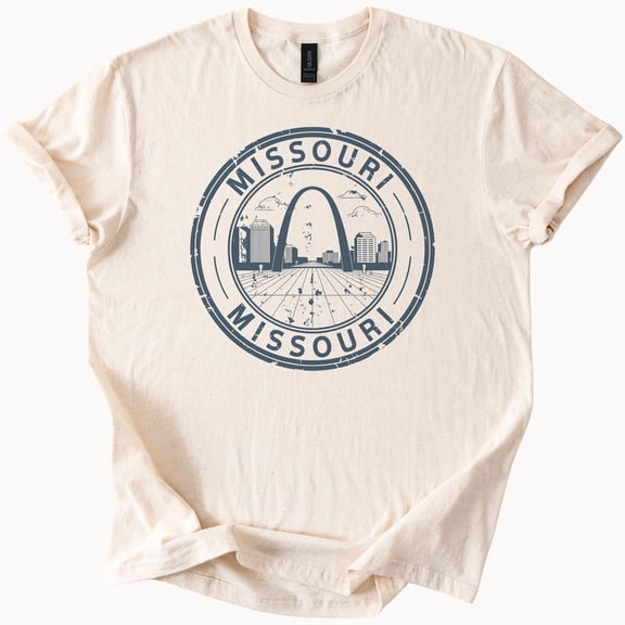 Kiraa Tee with Missouri State T Shirt St Louis Arch Skyline Graphic Tee Missouri Souvenir Shirt Gateway Arch Cityscape Missouri State Shirt Birthday Gifts; For Men & Women