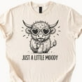 thumbnail image 1 of Kiraa Tee With Moody Highland Cow Shirt Heart Sunglasses Tshirt Natural Beige Color Cotton Tee Just A Little Moody Graphic Top Birthday Gifts; For Men & Women, 1 of 4