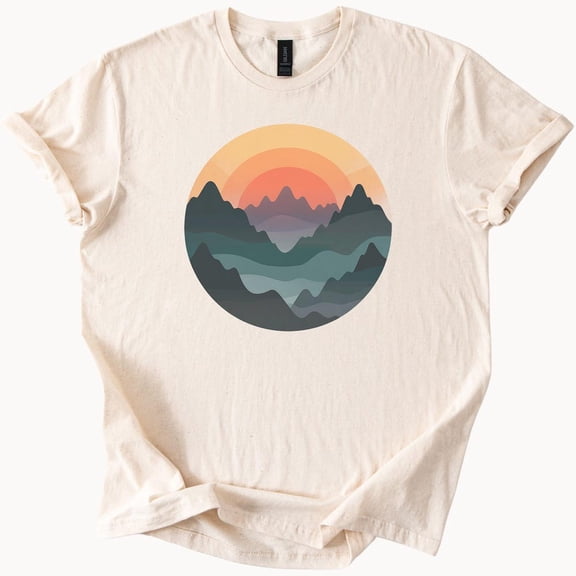 Kiraa Tee With Mountain Sunset Graphic Tee Nature Lover Shirt Adventure Top Outdoor Apparel Gift For Him Her Unisex Clothing Birthday Gifts; For Men & Women
