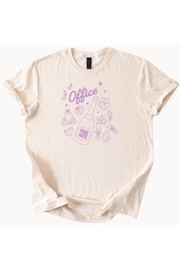 Tee With Out Of Office Pool Party Shirt Vacation Mode Tee Beach Trip Summer Fun Graphic Tshirt Champagne And Chill Ladies Top Birthday Gifts; For Men & Women