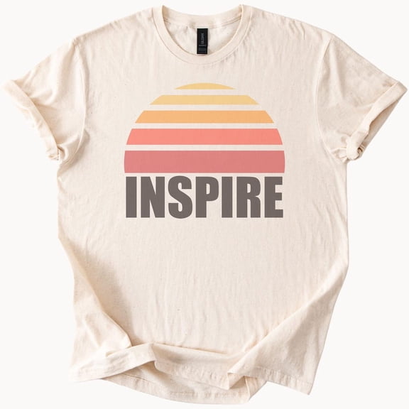 Kiraa Tee With Retro Sunset Inspire Graphic Tee Positive Motivational Shirt Aesthetic Sunburst Design Uplifting Typography T Shirt Birthday Gifts; For Men & Women