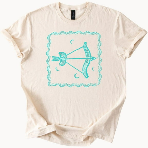 Kiraa Tee With Sagittarius Zodiac Bow And Arrow Graphic Tee Astrology Constellation Shirt Celestial Archery Moon Stars Boho Horoscope T Shirt Birthday Gifts; For Men & Women
