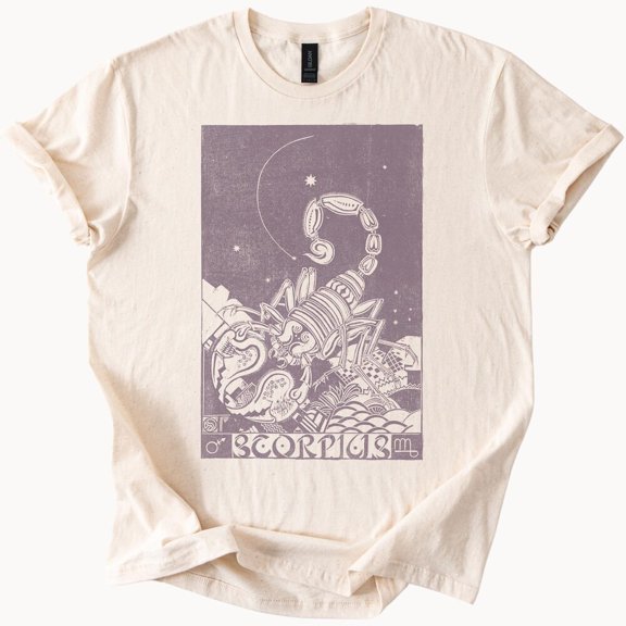 Kiraa Tee With Scorpio Zodiac Scorpion Graphic Astrology T Shirt Celestial Horoscope Design Mystical Star Sign Tee Astrology Shirt For Scorpio Season Birthday Gifts; For Men & Women