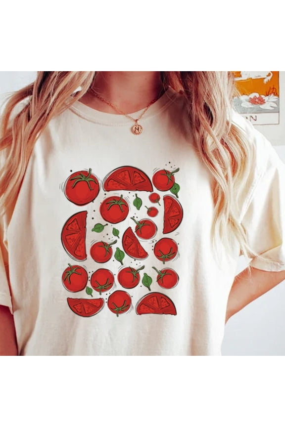 Tee With Tomato Shirt, Graphic Tee, Vegetable Screen Print Shirt, Clothing Foodie, Gardening Gift, Veggie Clothing, Foodie Gift, Food Shirt, Tomato Birthday Gifts; For Men & Women