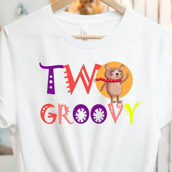 Kiraa Tee With Two Groovy Birthday Shirt, Two Groovy Birthday Party, Retro Birthday Girls Tee, Second Birthday Girl Natural Shirt, Second Birthday Shirt Birthday Gifts; For Men & Women