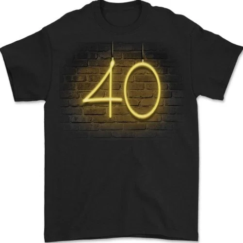 Kiraa Tee With 40Th Birthday Neon Lights 40 Year Old Mens S-5Xl T-Shirt