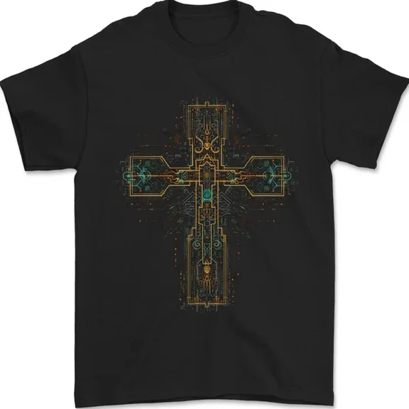 Kiraa Tee With A Circuit Board Cross Gothic Goth Techy Mens S-5Xl T-Shirt