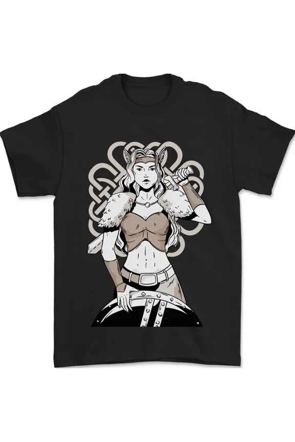 Tee With A Female Viking Shield Maiden Warrior Mens Womens S-5Xl T-Shirt