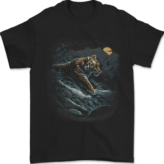 Kiraa Tee With A Wild Tiger In The Moonlight Mens Womens S-5Xl T-Shirt