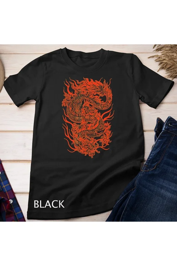 Tee With Aesthetic Red Chinese Dragon Grunge Egirl Teen Girls Women Unisex T-Shirt