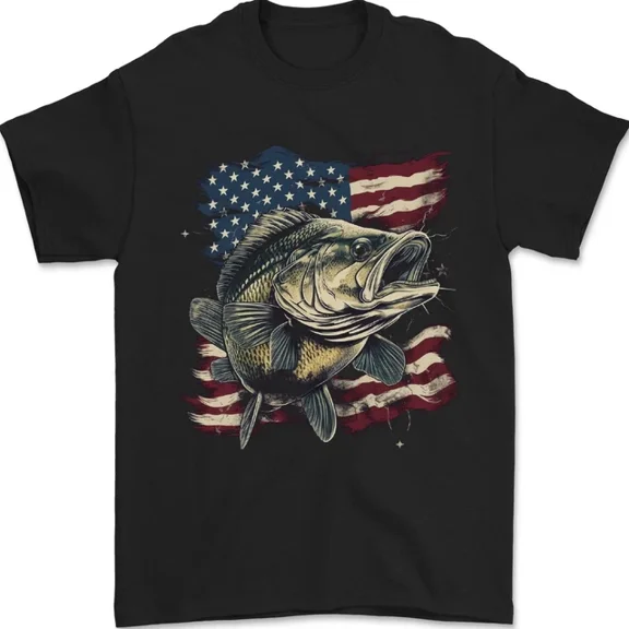 Kiraa Tee With An American Deer With Flag Usa Fishing Mens S-5Xl T-Shirt