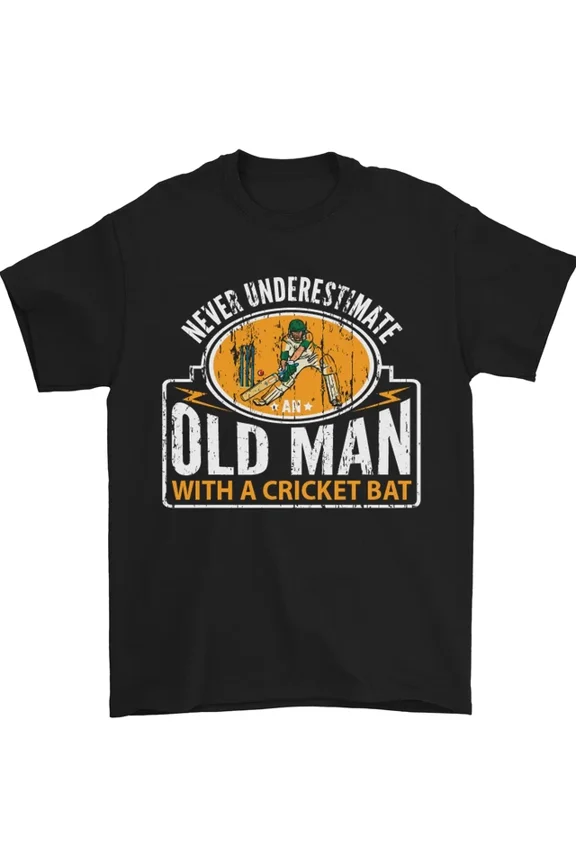 Tee With An Old Man With A Cricket Bat Cricketer Mens Womens S-5Xl T-Shirt