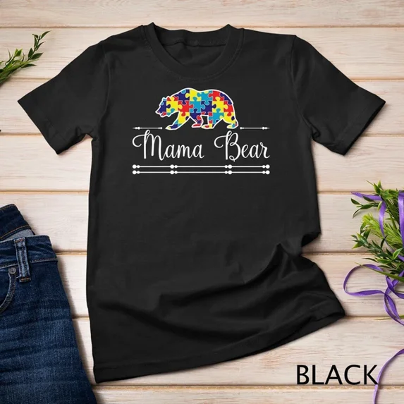 Kiraa Tee With Autism Mom Mama Bear Asd Awareness Unisex S-5Xl T-Shirt
