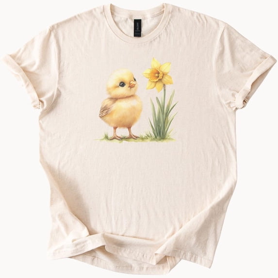 Kiraa Tee With Baby Chick And Daffodil T Shirt Cute Spring Easter Tee Birthday Gifts; For Men & Women