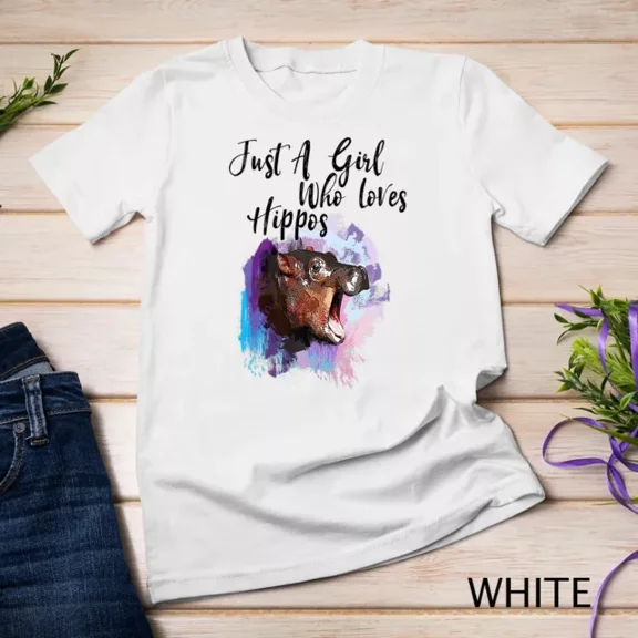 Kiraa Tee With Baby Hippo Watercolor Tee Girl Who Loves Hippos Unisex S-5Xl T-Shirt Birthday Gifts; For Men & Women