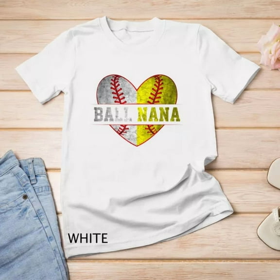 Kiraa Tee With Ball Nana Softball Baseball For Women Mother Day Unisex S-5Xl T-Shirt Birthday Gifts; For Men & Women