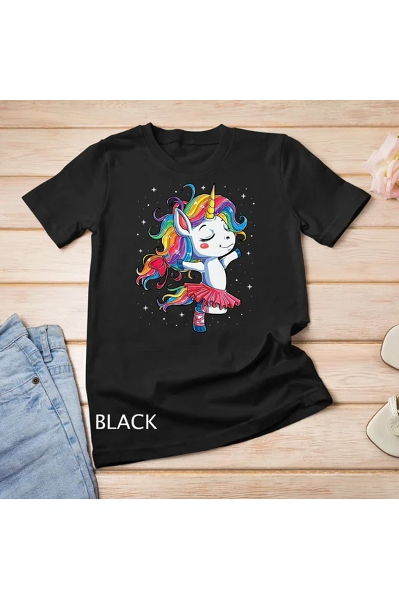 Tee With Ballet Dancer Unicorn T Shirt Kids Girls Rainbow Ballerina Unisex S-5Xl T-Shirt