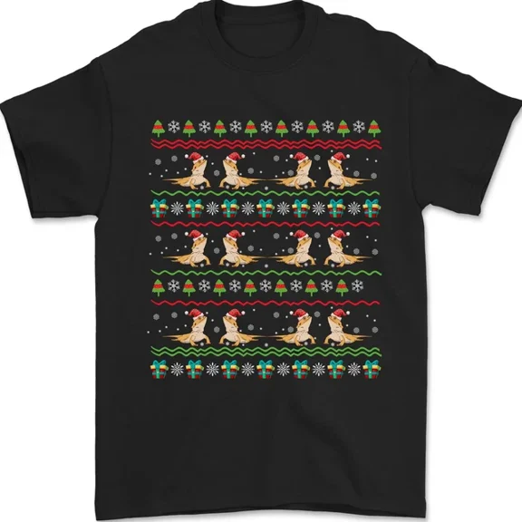 Kiraa Tee With Bearded Dragon Xmas Reptile Mens S-5Xl T-Shirt