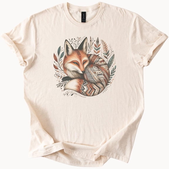 Kiraa Tee With Boho Fox Tshirt Tribal Animal Tee Cute Forest Graphic Shirt Birthday Gifts; For Men & Women