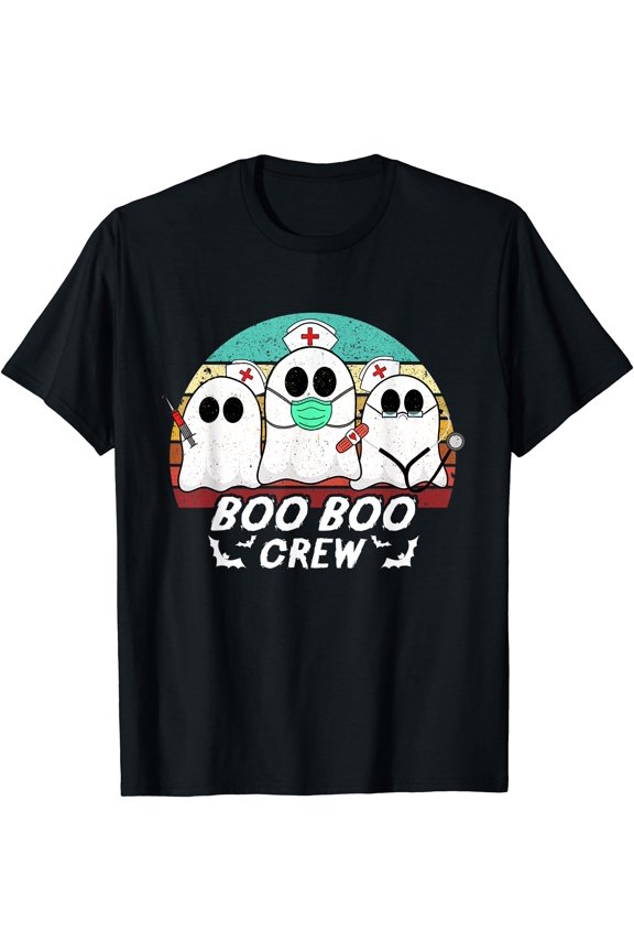 Tee With Boo Boo Crew Funny Nurse Halowen Ghost Rn Vintage Unisex S-5Xl T-Shirt