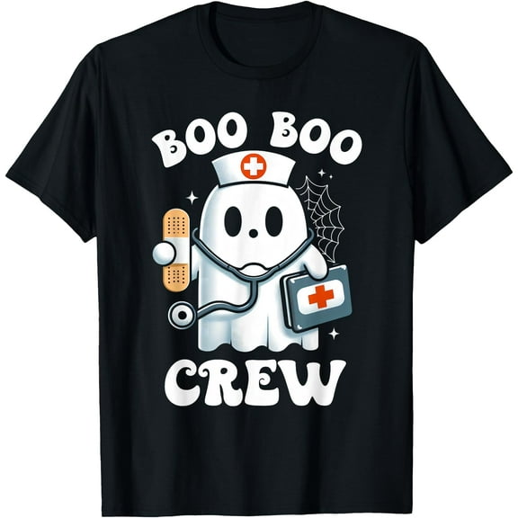 Kiraa Tee With Boo Boo Crew Ghost Nurses Halowen Scrub Top Unisex S-5Xl T-Shirt