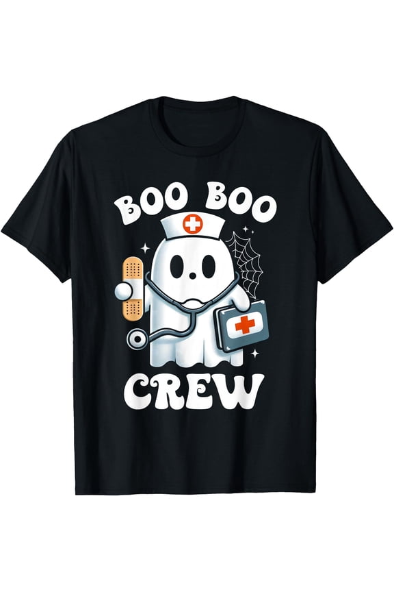 Tee With Boo Boo Crew Ghost Nurses Halowen Scrub Top Unisex S-5Xl T-Shirt