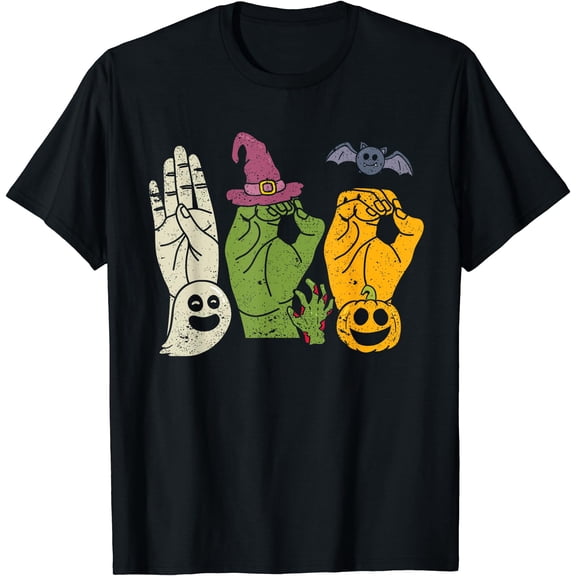 Kiraa Tee With Boo Hands American Sign Language Halowen Witch Unisex S-5Xl T-Shirt