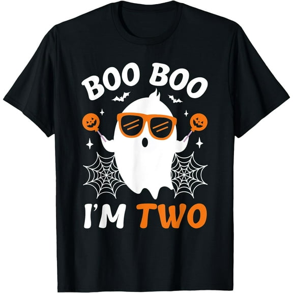 Kiraa Tee With Boo I'M Two 2Nd Birthday Boy-Halowen Birthday Party Ghost Unisex S-5Xl T-Shirt