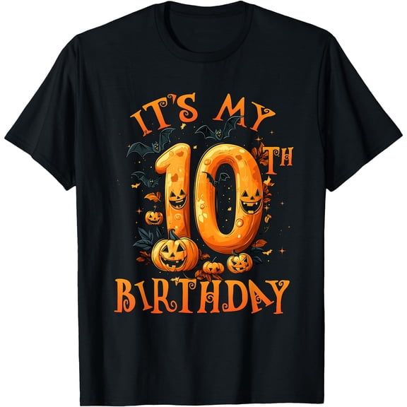 Kiraa Tee With Boo It'S My 10Th Birthday Halowen Pumpkin 10 Years Old Unisex S-5Xl T-Shirt