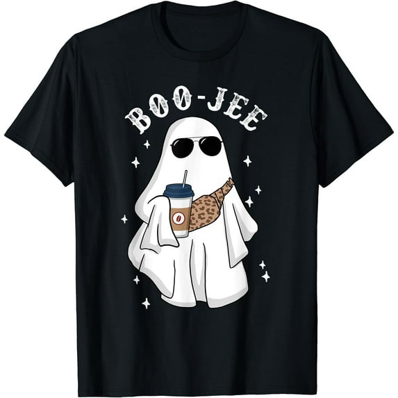 Kiraa Tee With Boo Jee Spooky Cute Ghost Coffee Halowen Leopard