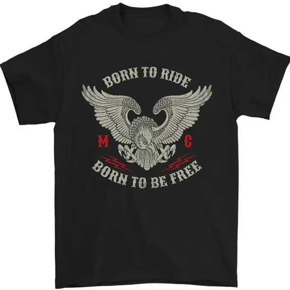 Kiraa Tee With Born To Ride Biker Motorcycle Motorbike Mens S-5Xl T-Shirt