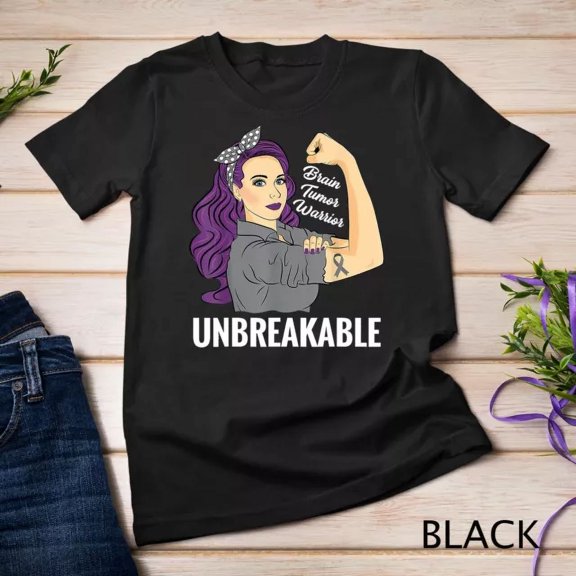Kiraa Tee With Brain Tumor Awareness Warrior Unbreakable Survivor Unisex S-5Xl T-Shirt