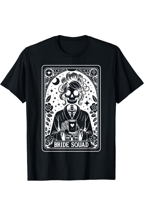 Tee With Bride Squad Tarot Card Bride Coven Gothic Bachelorette Unisex S-5Xl T-Shirt