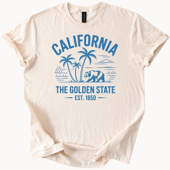 Kiraa Tee With California Bear Palm Trees T Shirt Golden State Est 1850 Tee Cali Graphic Top Birthday Gifts; For Men & Women