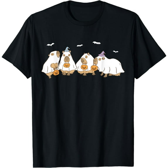 Kiraa Tee With Capybara Ghost Funny Lazy Halowen Unisex S-5Xl T-Shirt