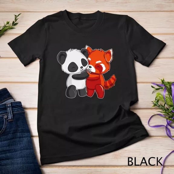 Kiraa Tee With Chibi Panda Bear Hugs Red Panda - Cute Kids Premium T-Shirt Unisex T-Shirt