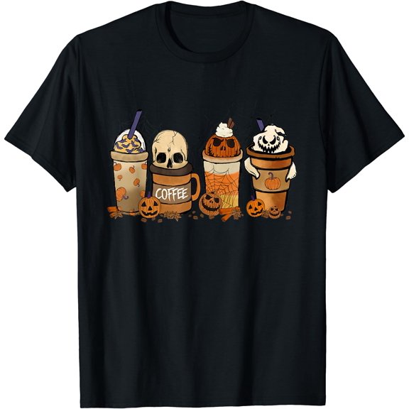 Kiraa Tee With Coffee And Horror Movies Scary Halowen Coffee Lover