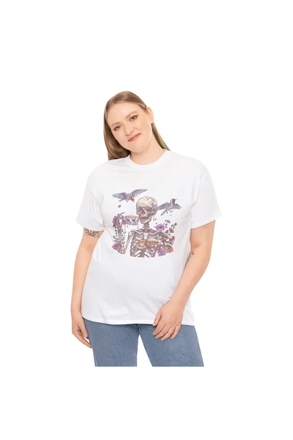 Tee With Coffee T-Shirt S-5Xl | Caffeine Lover Retro Vintage Boho Skeleton Shirt Birthday Gifts; For Men & Women