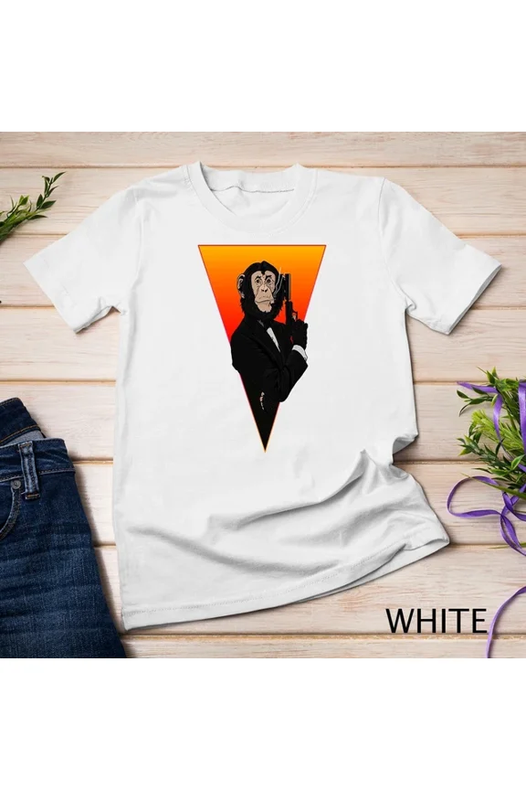 Tee With Cool Agent Monkey Face Gift Idea For Monkeys & Chimpanzee Unisex S-5Xl T-Shirt Birthday Gifts; For Men & Women