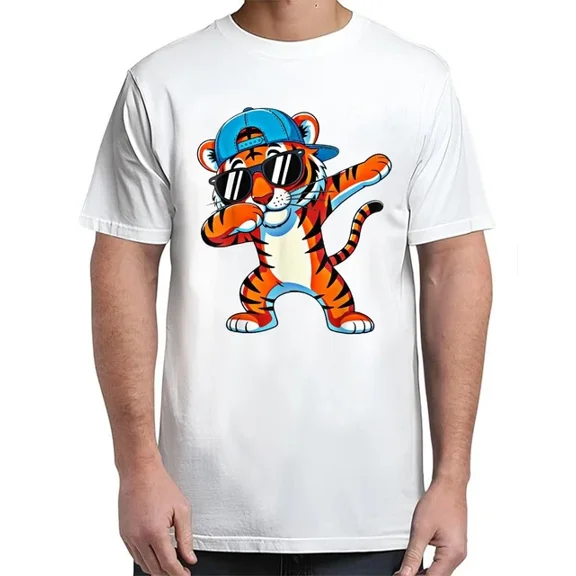 Kiraa Tee With Cool Dabbing Tiger Apparel Cute Animal Vintage S-5Xl T-Shirt Birthday Gifts; For Men & Women