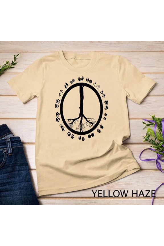 Tee With Cool Peace Sign Animal Rights Gift Funny Animal Footprints Unisex T-Shirt Birthday Gifts; For Men & Women