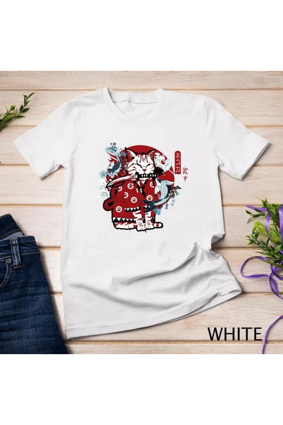 Tee With Cool Yakuza Cat Japanese Samurai Cat Ninja Cat Japan Neko Tee Unisex S-5Xl T-Shirt Birthday Gifts; For Men & Women