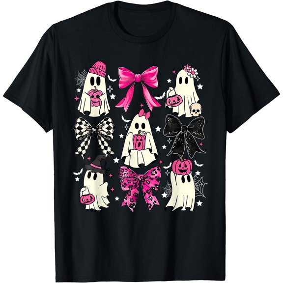 Kiraa Tee With Coquette Bow Ghost Spooky Season Halowen Unisex S-5Xl T-Shirt
