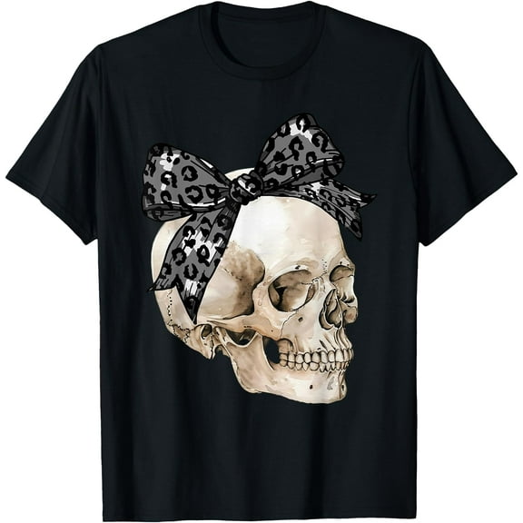 Kiraa Tee With Coquette Bow Spooky Season Skeleton Skull Horror Halowen Unisex S-5Xl T-Shirt