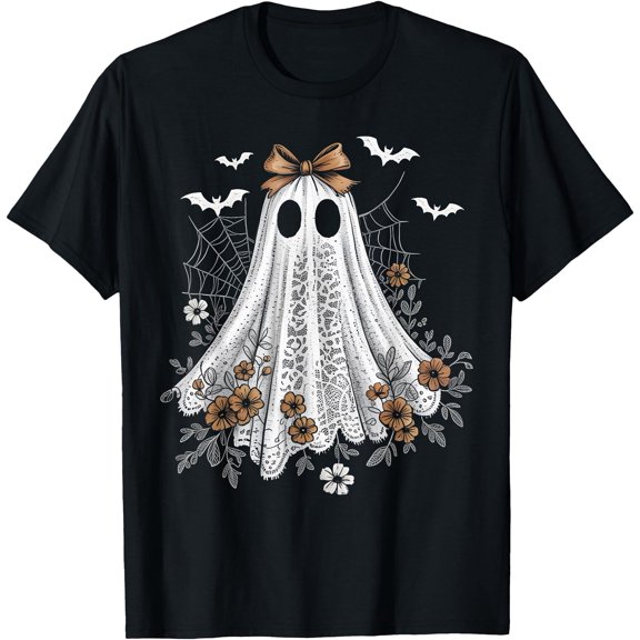 Kiraa Tee With Coquette Ghost Halowen Flower Ghost Spooky Lace Ghost Unisex S-5Xl T-Shirt