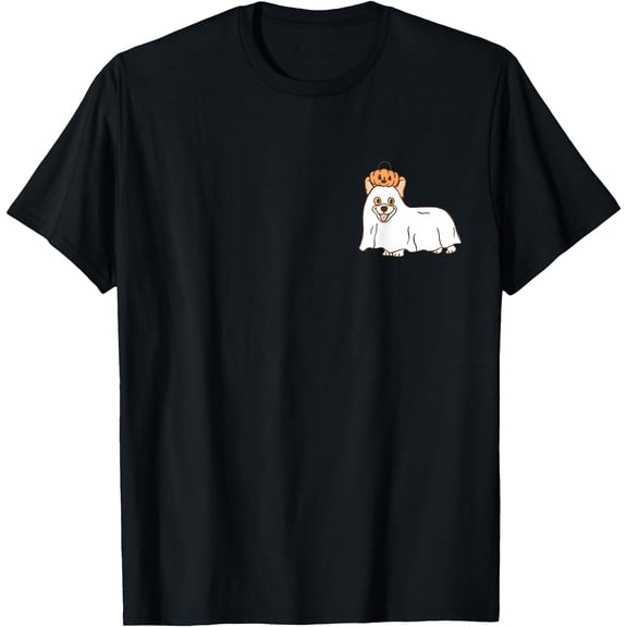 Kiraa Tee With Corgi Dog Ghost Pocket Funny Lazy Halowen Unisex S-5Xl T-Shirt