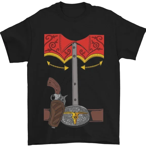Kiraa Tee With Cowboy Fancy Dress Costume Outfit Stag Do Mens Womens S-5Xl T-Shirt