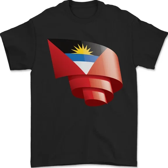 Kiraa Tee With Curled Antigua And Barbuda Flag Day Football Mens Womens S-5Xl T-Shirt