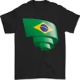 thumbnail image 1 of Kiraa Tee With Curled Brazil Flag Brazilian Day Football Mens Womens S-5Xl T-Shirt, 1 of 5